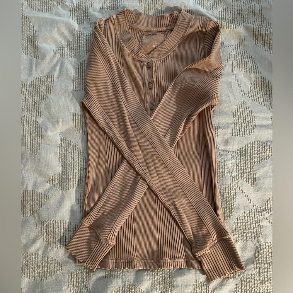 Aerie Ribbed Henley Top